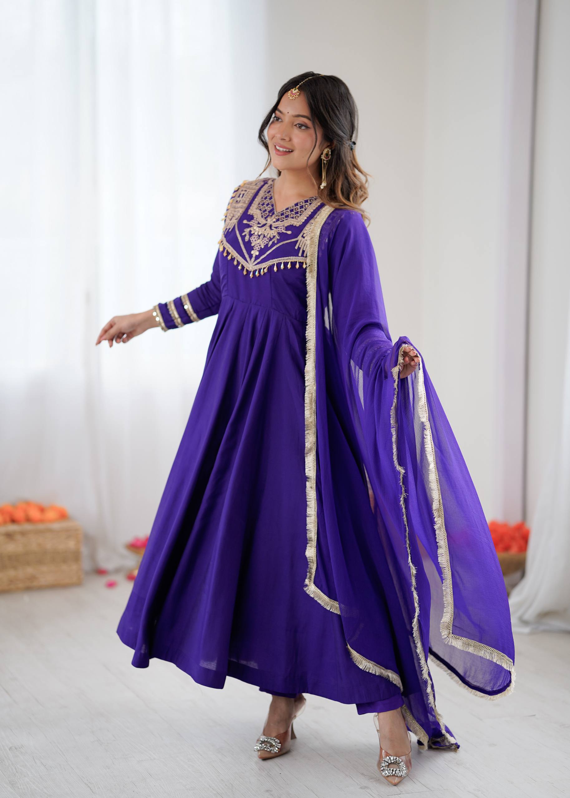 Prazu Fashion Blue Roman Silk Coding Work Anarkali Suit