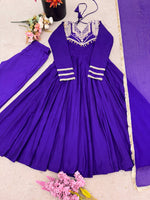 Thumbnail for Prazu Fashion Blue Roman Silk Coding Work Anarkali Suit