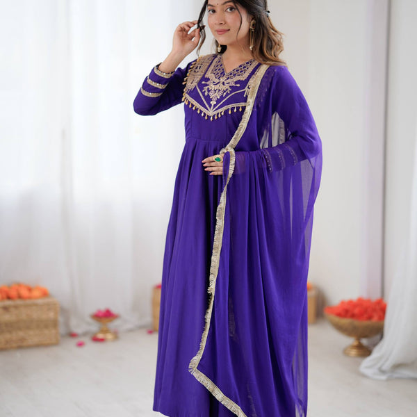 Prazu Fashion Blue Roman Silk Coding Work Anarkali Suit