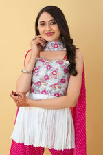 Thumbnail for Aastha Fashion Women's Rani Pink Georgette Embroidery with Sequence work Party Wear Sharara Set - Distacart