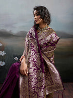 Thumbnail for Shree Shyam Fashion Wine Silk Blend Saree - Distacart