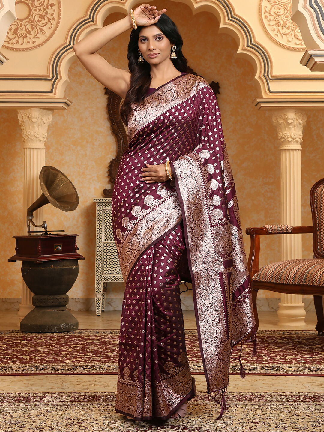 Astita Banarasi Silk Purple Saree