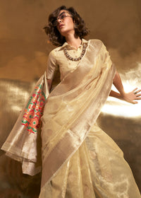Thumbnail for Golden Handwoven Tissue Fabric Festive & Party Style Saree - Emponline - Distacart