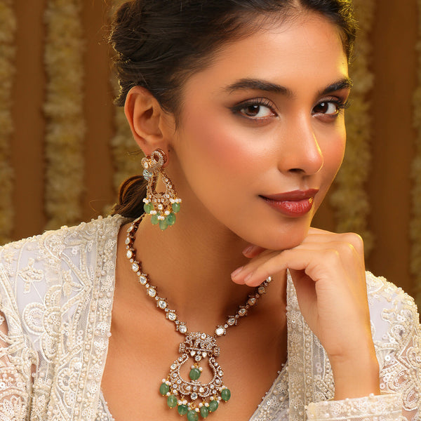 Ruby Raang Maharani Pendant Necklace And Earrings - Distacart