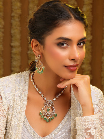 Ruby Raang Maharani Pendant Necklace And Earrings - Distacart