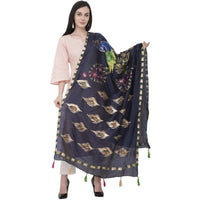 Thumbnail for A R Silk Silk Peacock Multi Fancy Dupatta Color Navy Dupatta or Chunni