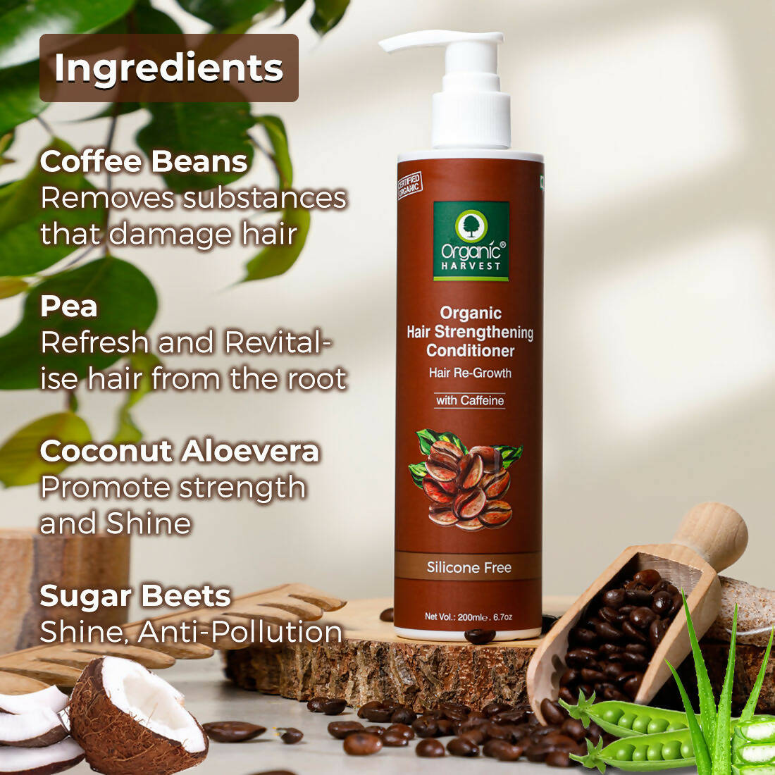 Organic Harvest Organic Hair Strengthening Conditioner Hair Re-Growth With Caffeine - Distacart
