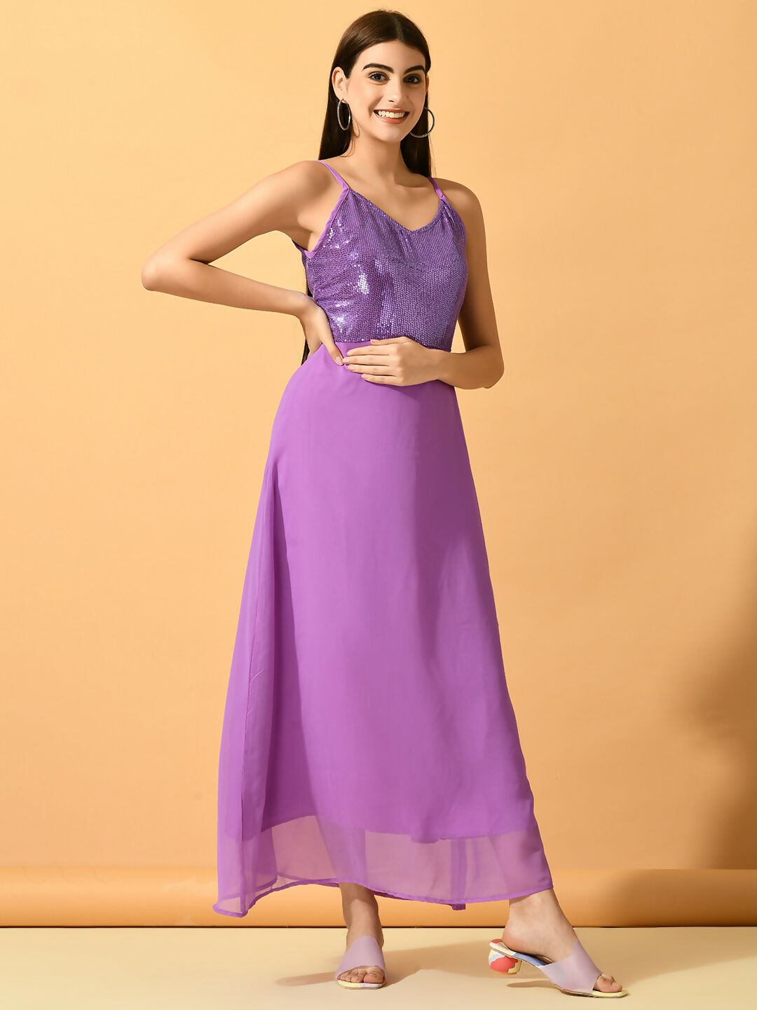 Myshka Women's Lavender Empire Party Dress - Distacart