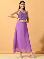 Thumbnail for Myshka Women's Lavender Empire Party Dress - Distacart