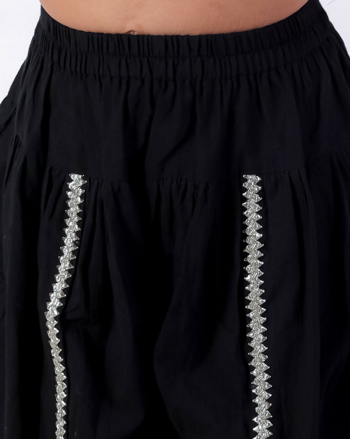 Lil Drama Jaipur Print Stylish Cotton Kurta with Dhoti Set for Girls - Black - Distacart