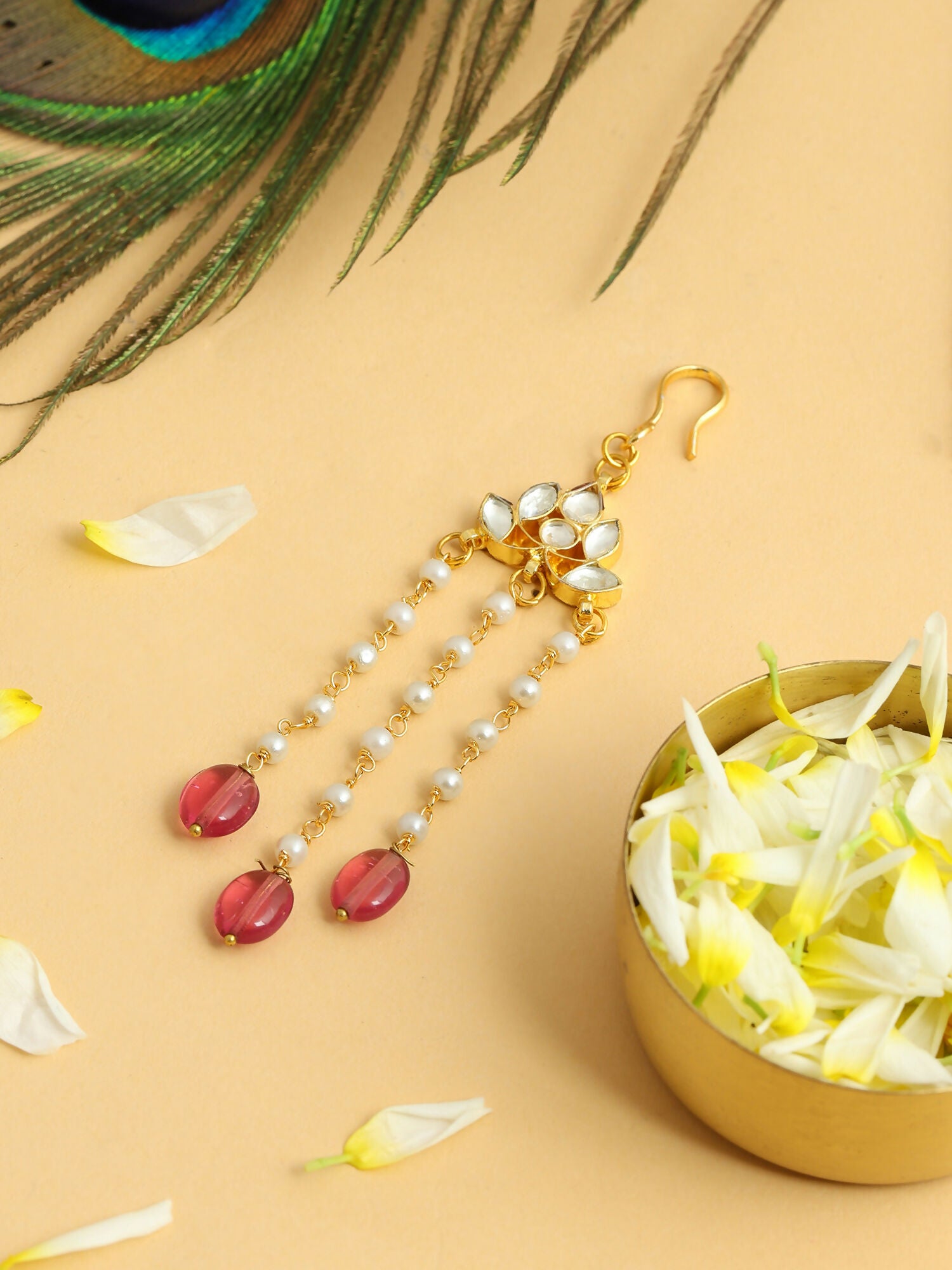 Ruby Raang Floral Pearl Hair Jewelry - Distacart