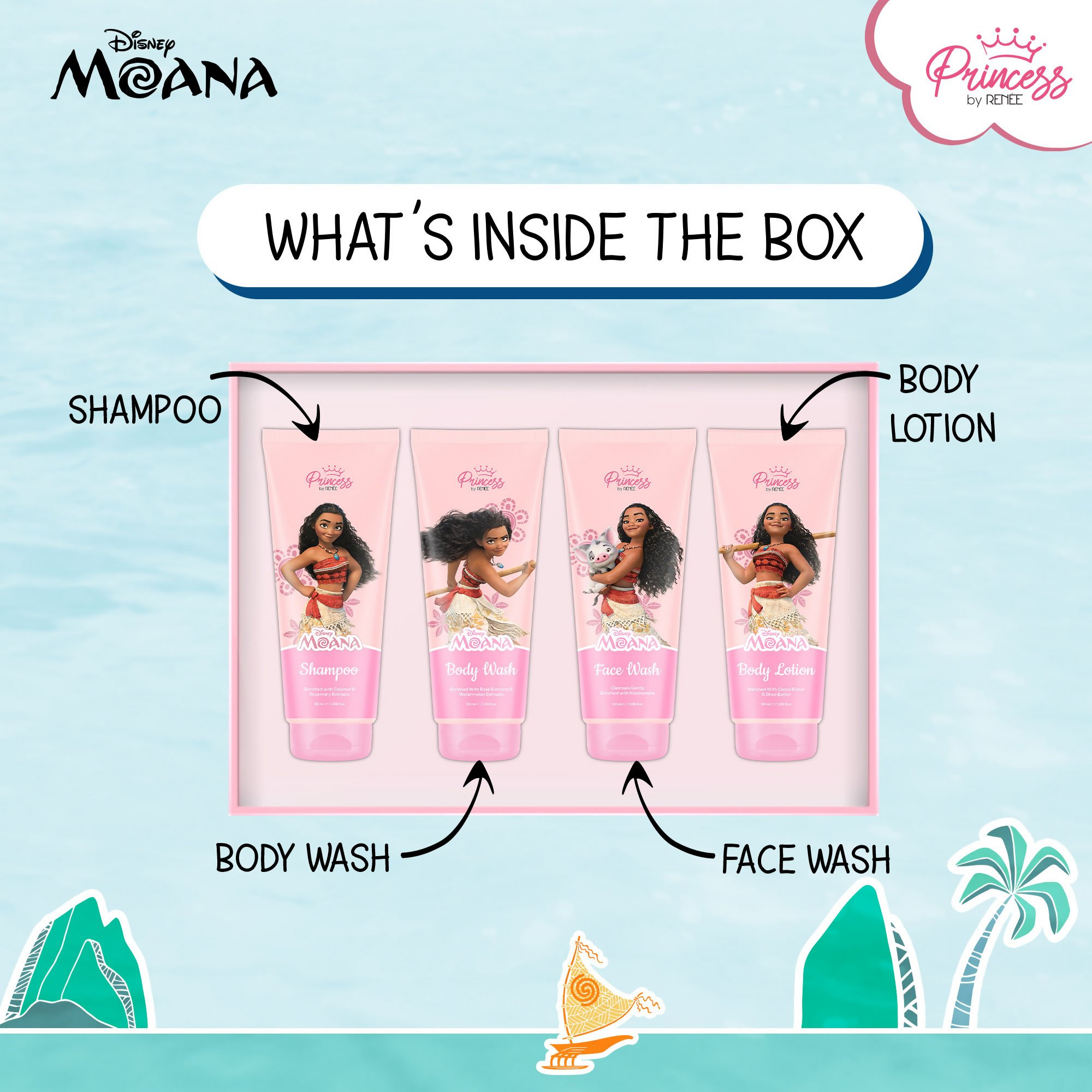 Renee Cosmetics Princess Disney Moana Bath & Body Care Set