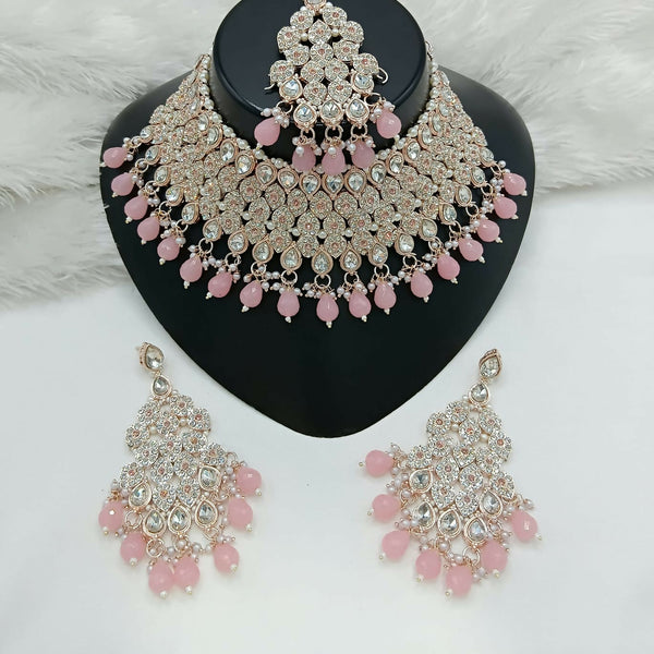 Joban Fashion Women Pink Stone Work Necklace Set - Distacart