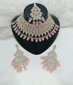 Thumbnail for Joban Fashion Women Pink Stone Work Necklace Set - Distacart
