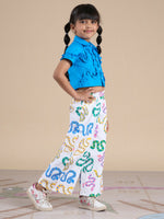 Thumbnail for Snakes and Ladders Girls Blue Shirt and Multi Color Snake Print Pant Set from Siblings Collection - Distacart
