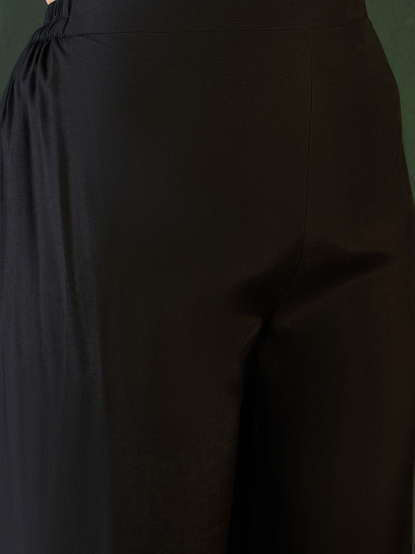 Sangria Zari Sequence Embroidered Straight Kurta & Trousers With Dupatta