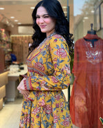 Thumbnail for The52 Women's Beautiful Cotton Fabric Printed Work Flared Kurta Palazzo and Dupatta Set - Distacart