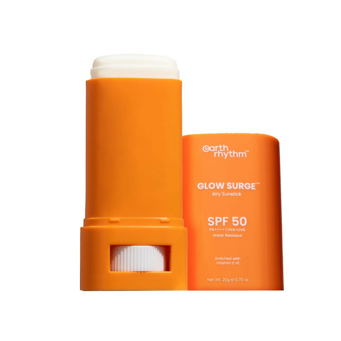 Earth Rhythm Glow Sunscreen Stick SPF 50 PA++++ with Vitamin C, Zinc Oxide, Vitamin E, Water Resistant, Lightweight, No white cast - Distacart