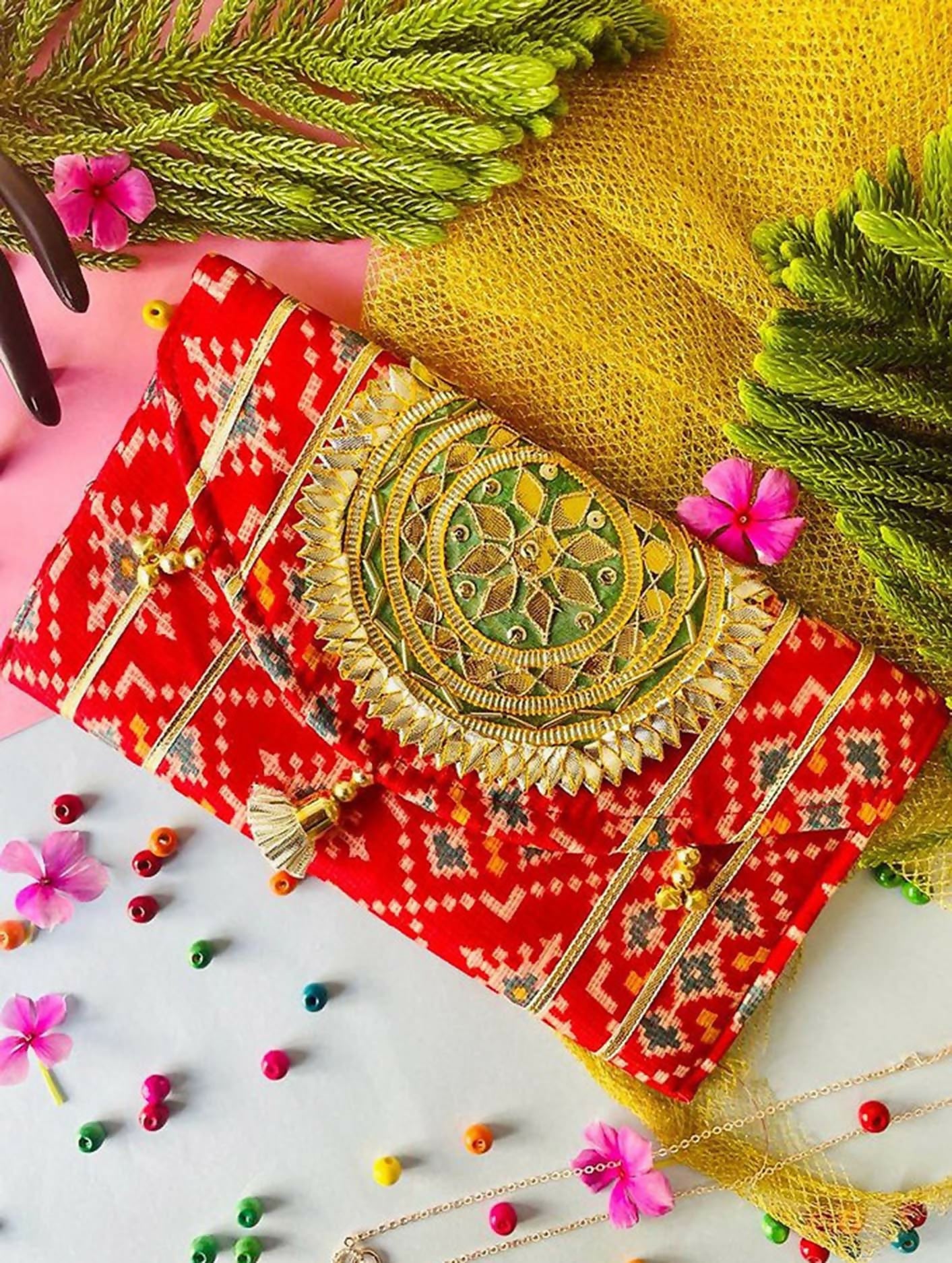 Joban Fashion Bridal Purse With Magnetic Lock - Red