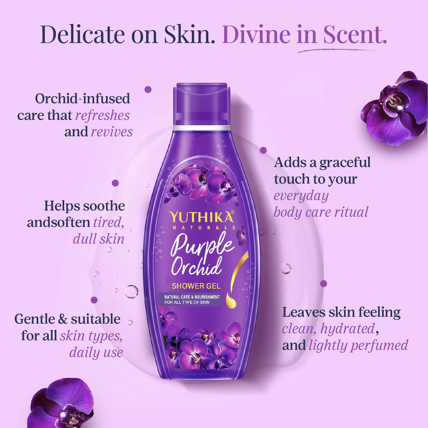 Yuthika Purple Orchid Body Wash Shower Gel - Distacart
