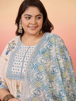 Thumbnail for Sztori Women Floral Yoke Design Regular Kurta with Trousers & With Dupatta