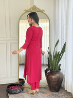 Thumbnail for The52 Rani Gorgeous Embroidered Chanderi Silk Fabric Straight Kurta Pant with Dupatta Set - Distacart