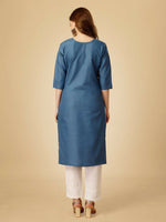 Thumbnail for Jyoti Fashion Women's Denim Blue Cotton Blend Embroidered Kurta Pant Set - Distacart
