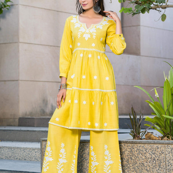 BulBul Dhawani Rayon Mustard Co-Ord Set
