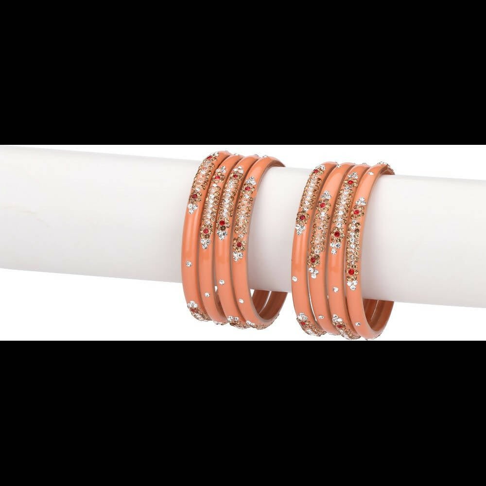 Afast Bridal Wedding & Party Fashionable Colorful Glass Bangle/Kada Set, Pack Of 8 - Pink - Distacart