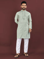 Thumbnail for Anaita Green Embroidered Silk Straight Kurta - Distacart