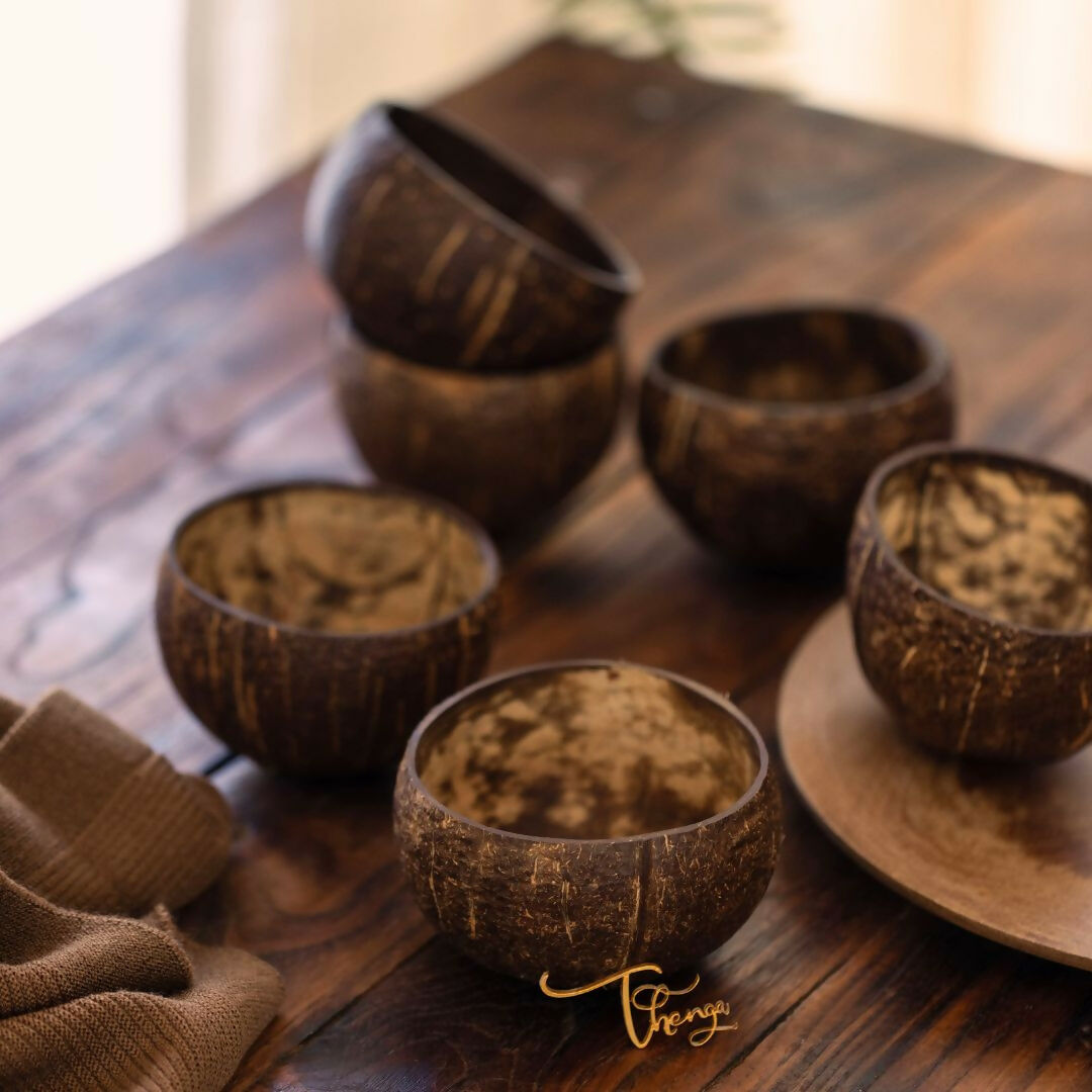 Thenga Natural Round Coconut Shell Bowl - Dista