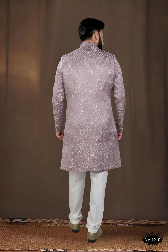 Joban Fashion Men's Pink Woven Jacquard Kurta with Pyjama - Distacart