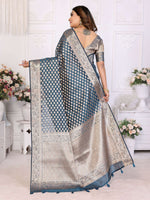 Thumbnail for Aastha Fashion Teal Organza Silk Weaving Saree - Distacart