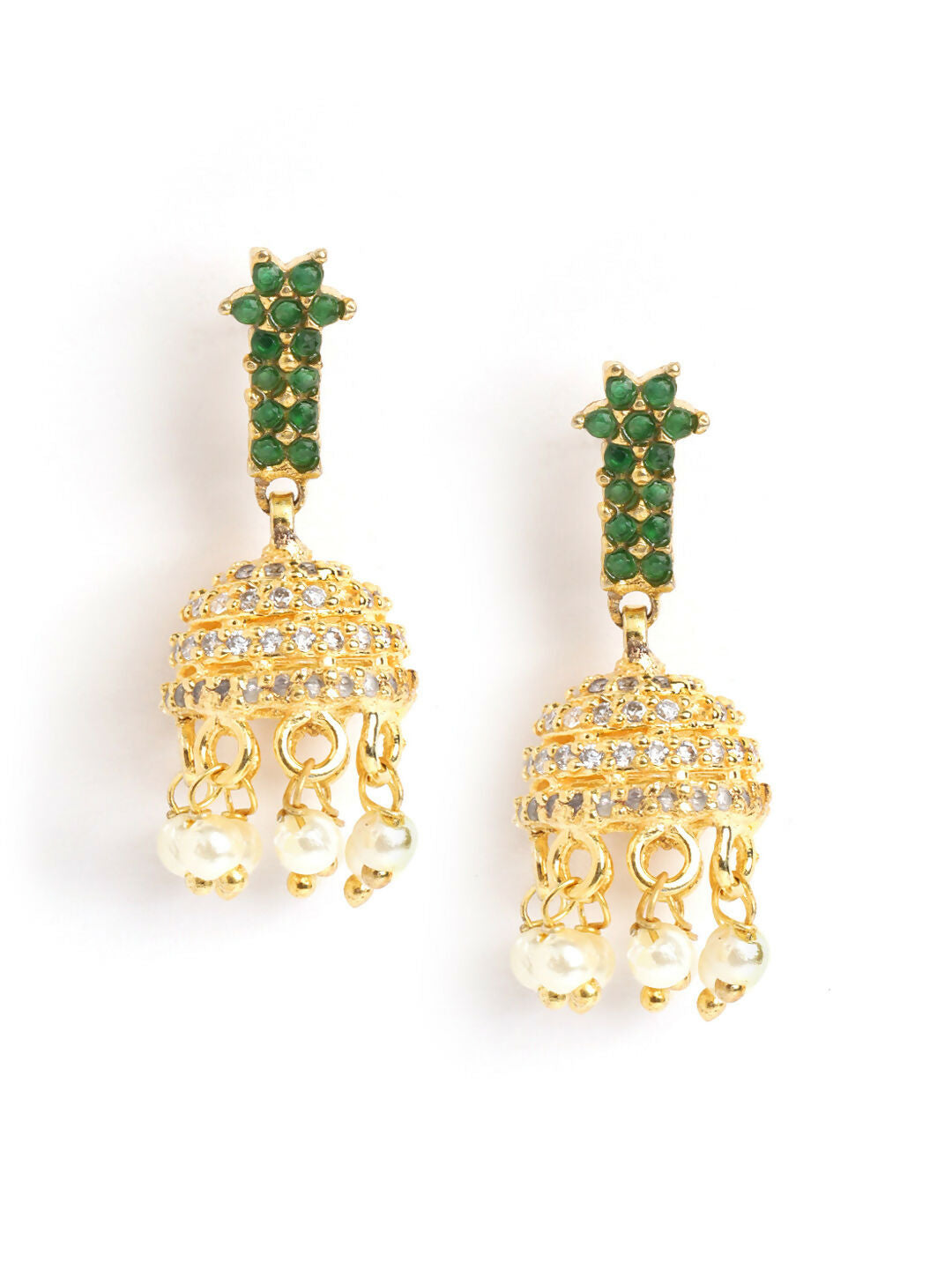 Nuyug 22K Gold Plated Pearl Belle Mini Jhumki Earrings