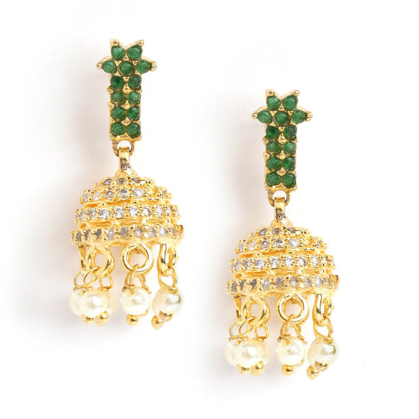 Nuyug 22K Gold Plated Pearl Belle Mini Jhumki Earrings