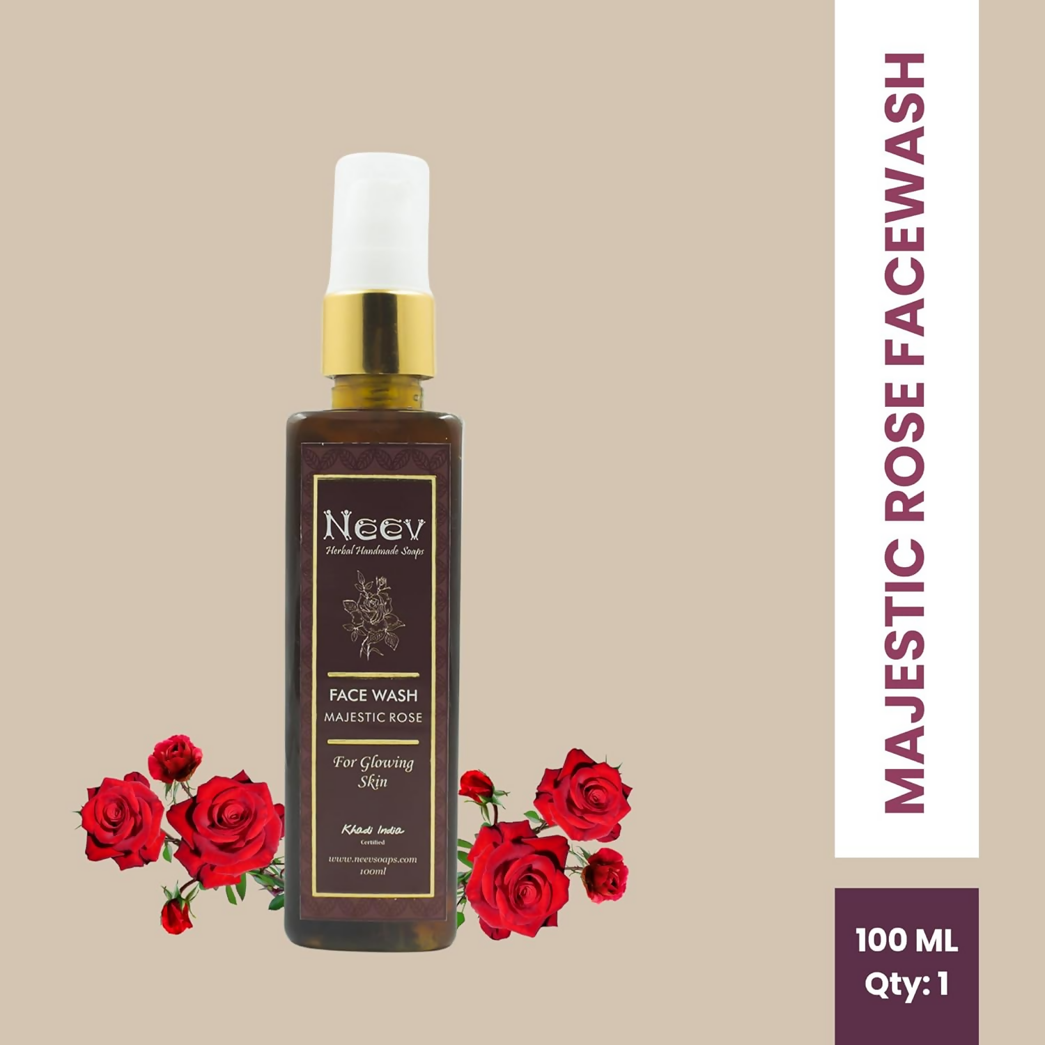 Neev Herbal Handmade Soaps Rose Majestic Glow Face Wash - Distacart