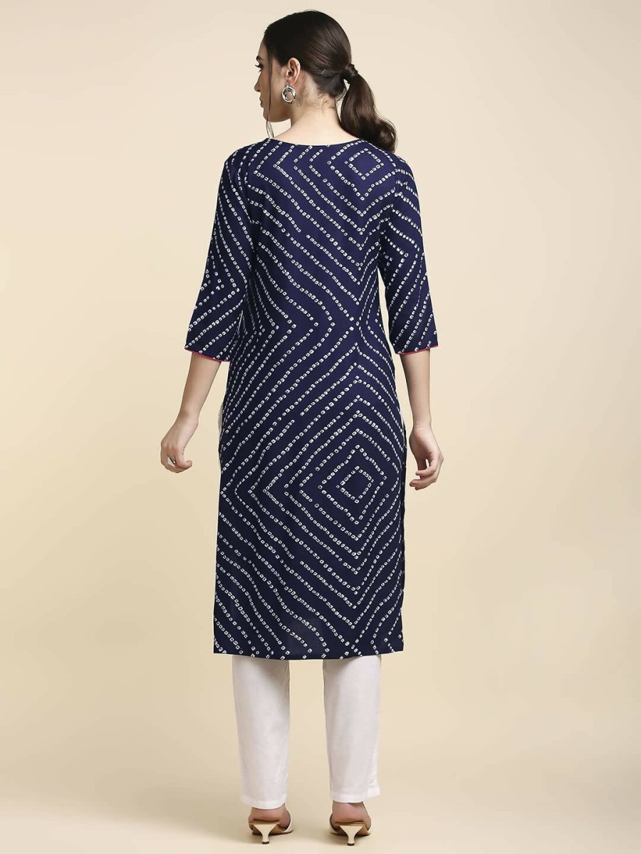 Anubhutee Women's Rayon Regular Straight Navy Blue Kurta - Distacart