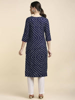 Thumbnail for Anubhutee Women's Rayon Regular Straight Navy Blue Kurta - Distacart