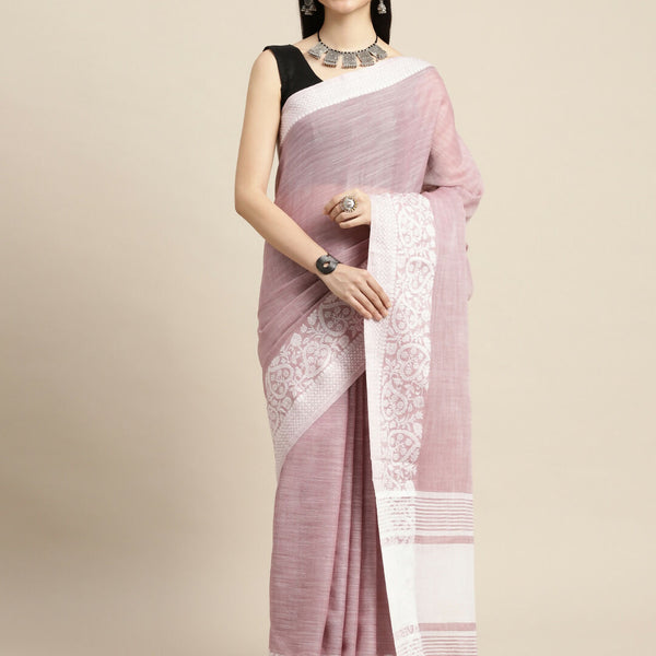 Astita Linen Purple Saree