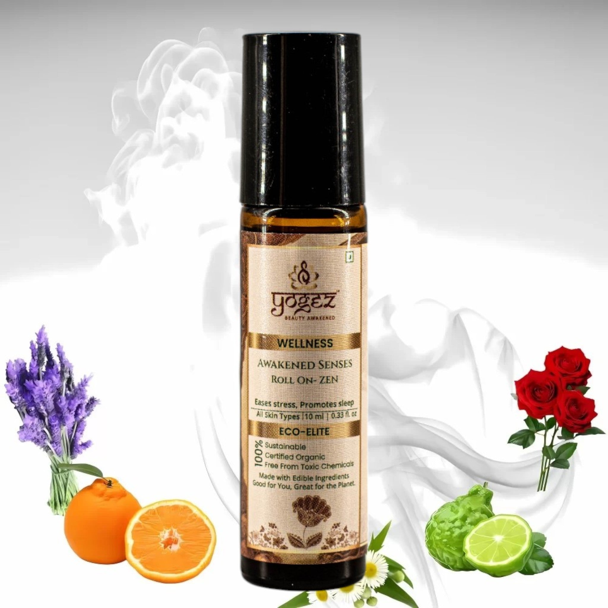 Yogez Awakened Senses Temple Roll-On- ZEN- aromatherapy blend to ease stress and to induce sleep - Distacart