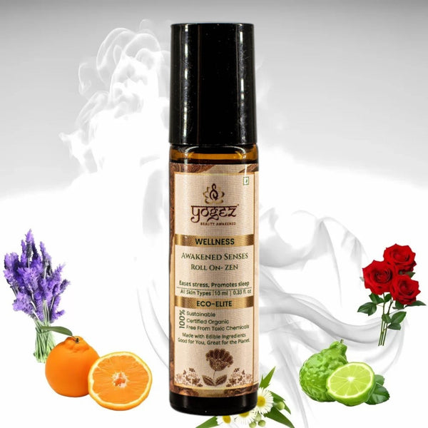 Yogez Awakened Senses Temple Roll-On- ZEN- aromatherapy blend to ease stress and to induce sleep - Distacart
