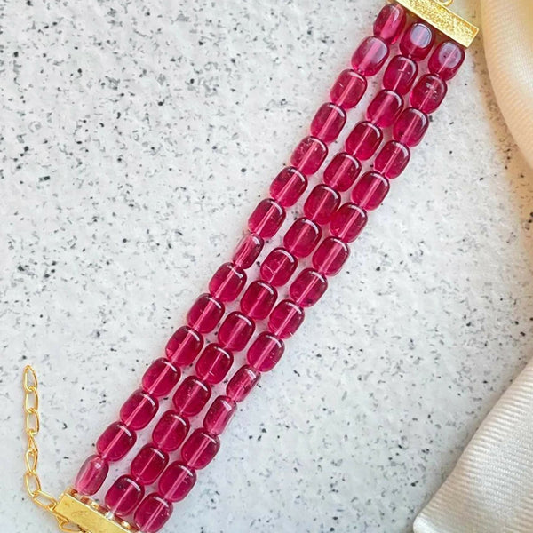 Joban Fashion Pink Brass Semi Precious Stone Bracelet