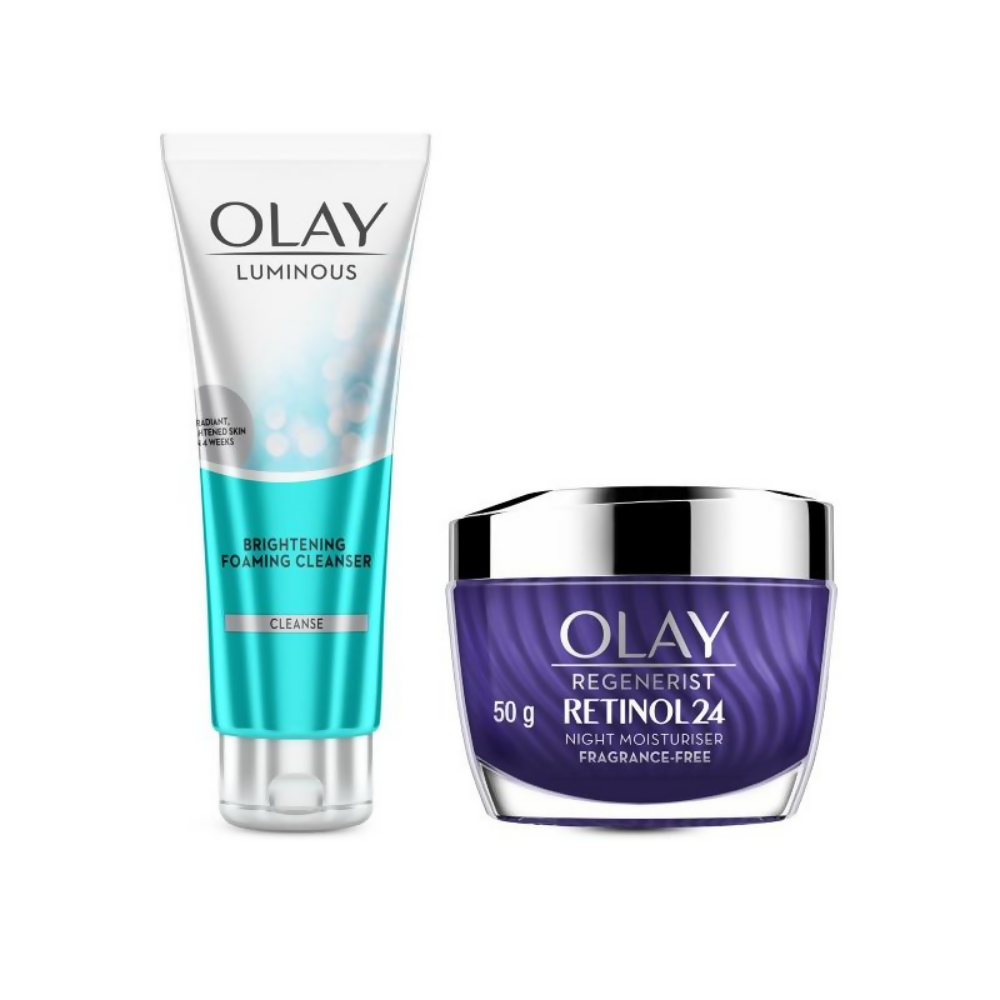Olay Retinol Kit For Overnight Repair, Anti-Ageing Night Cream With Cleanser