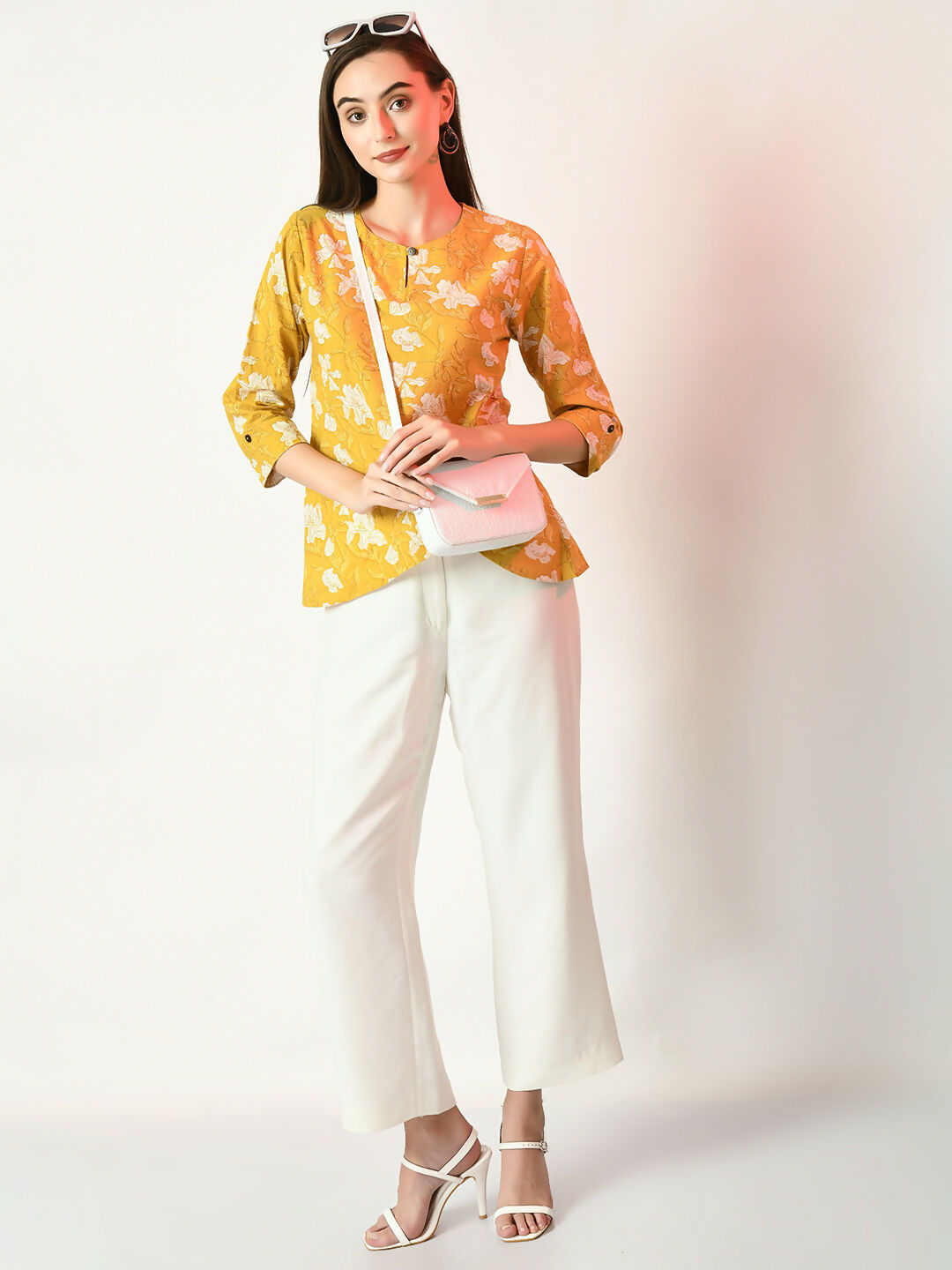 Myshka Women's Yellow Printed Top - Distacart