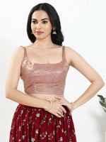 Thumbnail for Joban Fashion Rose Gold Velvet Padded Blouse With Square Neck Sleeveless - Distacart