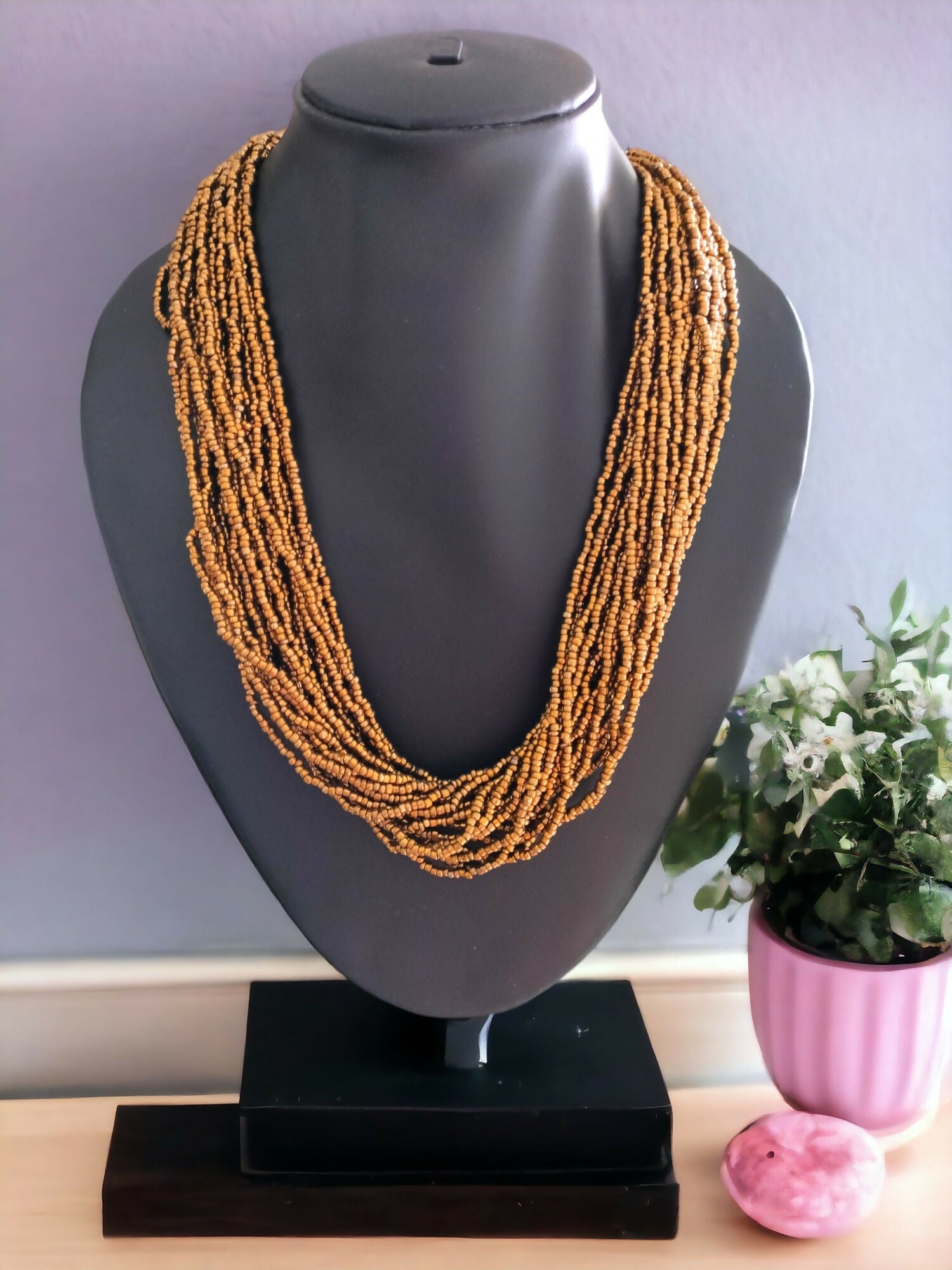 Inhanns Handmade Beaded Multilayer Necklace, 20 Layers - Gold - Distacart