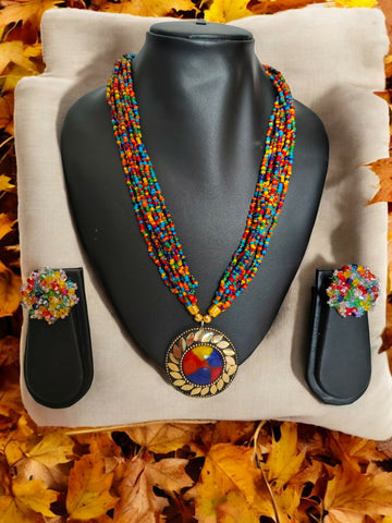 Inhanns All-Day Statement Beaded Necklace Set - Multi Colour - Distacart