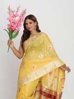 Thumbnail for Astita Linen Cotton Yellow Saree