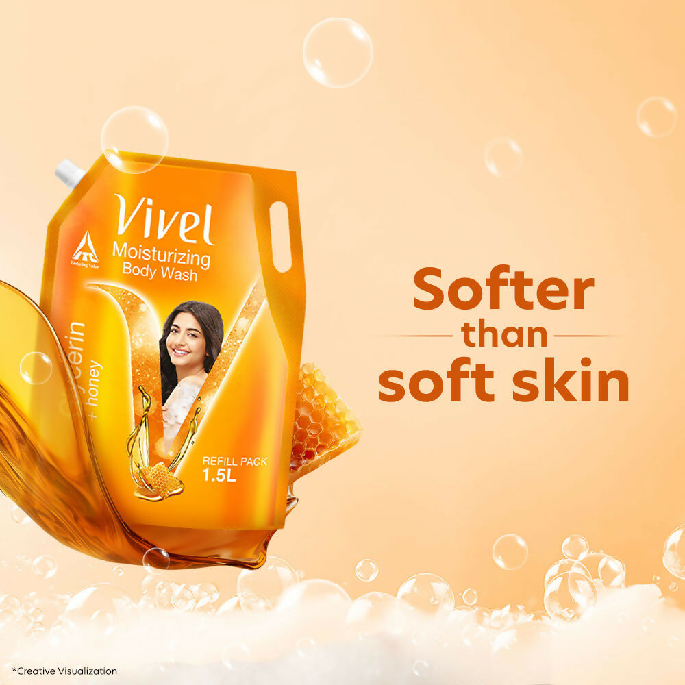 Vivel Moisturizing Body Wash Glycerin & Honey Shower Gel Supersaver XL Refill Pouch - Distacart