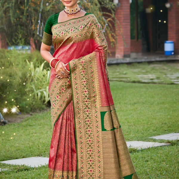 Astita Banarasi Silk Pink Saree